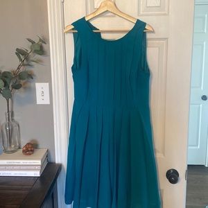 Teal J Crew pleated dress, size 4